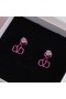 Valentino Mini VLogo Signature Drop Earrings In Metal With Diamonds Purple/White