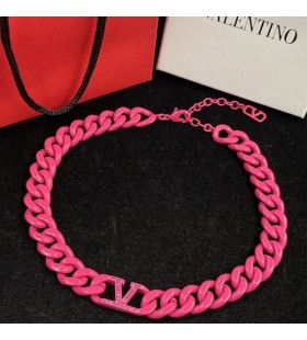 Valentino VLogo Chain Choker In Metal With Crystals Purple