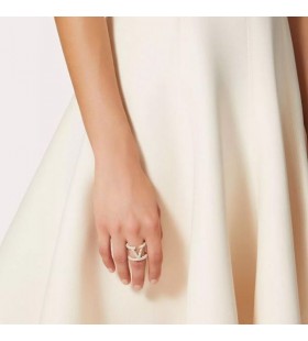 Valentino VLogo Signature Open Ring In Metal With Swarovski Crystals Gold