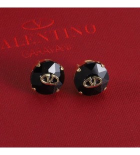 Valentino Micro VLogo Signature Earrings In Metal With Crystal Black