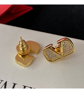 Valentino VLogo Signature Stud Earrings In Metal With Crystals Gold
