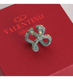 Valentino VLogo Signature Open Ring In Metal With Crystals Teal