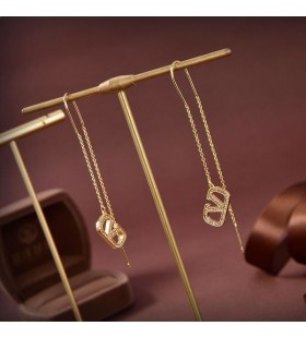 Valentino Small VLogo Signature Dangle Earrings In Metal With Crystals Gold