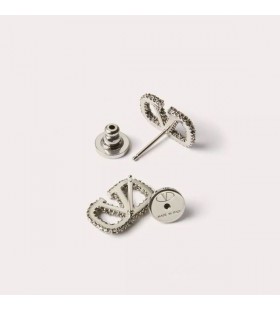 Valentino Mini VLogo Signature Stud Earrings In Metal With Crystals Silver