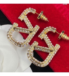 Valentino Small VLogo Signature Earrings In Metal With Rhinestones Gold
