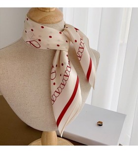 Valentino VLogo Scarf 50 Women Twill Silk Beige