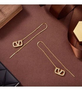 Valentino Small VLogo Signature Dangle Earrings In Metal With Crystals Gold