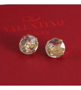 Valentino Micro VLogo Signature Earrings In Metal With Crystal White