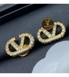 Valentino VLogo Signature Earrings In Metal With Swarovski Crystals Gold