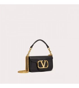 Valentino Small Loco Shoulder Bag In Calfskin Black