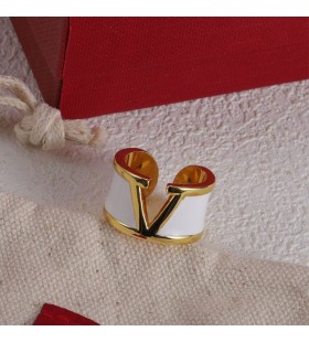 Valentino VLogo Signature Ring In Metal With Enamel White