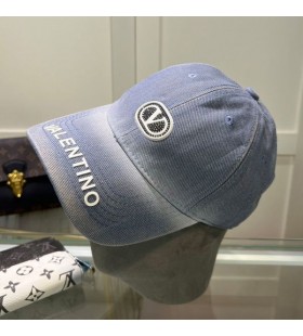 Valentino VLogo Signature Letter Baseball Cap In Cotton Blue
