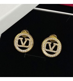 Valentino VLogo Signature Round Earrings In Metal With Crystals Crystals Gold