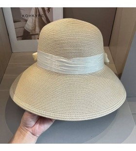 Valentino VLogo Signature Straw Hat With Organza Bow Women White