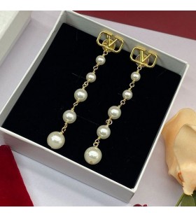 Valentino VLogo Signature Pendant Earrings In Metal With Multi Pearls Gold