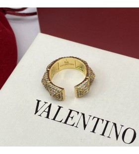 Valentino Rockstud Open Ring In Metal With Swarovski Crystals Gold
