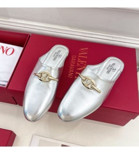 Valentino VLogo Chained Slip-On Mules Women Calfskin Silver