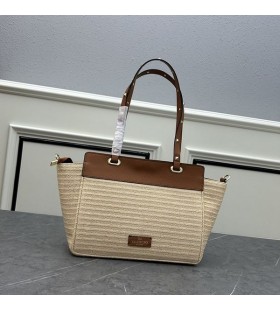 Valentino Small Rockstud Tote In Riffia Beige
