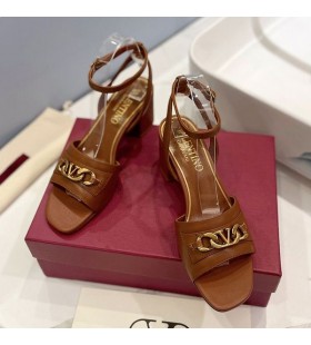 Valentino Vlogo Chain Sandals Women Calfskin Brown