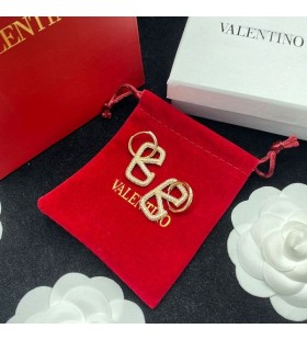 Valentino Small VLogo Signature Pin Earrings In Metal With Crystals Gold