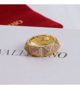 Valentino Rockstud Ring In Metal With Swarovski Crystals Gold