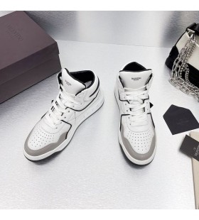 Valentino One Stud Mid-Top Sneakers Unisex Calfskin White/Black