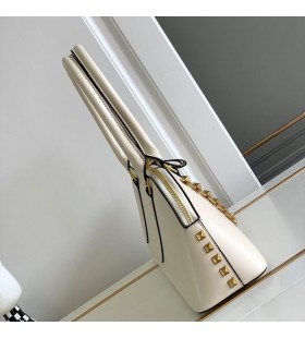 Valentino Rockstud E/W Duffle Bag In Calfskin Beige