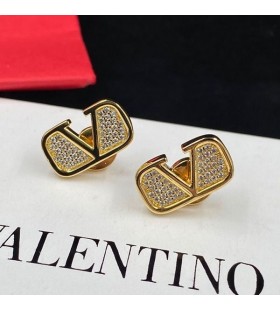 Valentino VLogo Signature Stud Earrings In Metal With Crystals Gold
