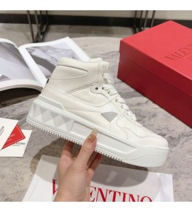 Valentino One Stud XL Mid-Top Sneakers Unisex Nappa Leather White