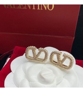 Valentino Mini VLogo Signature Earrings In Metal With Crystals and Pearls Gold