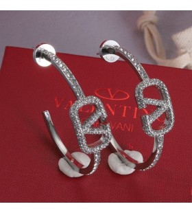 Valentino Medium VLogo Signature Earrings In Metal With Swarovski Crystals Silver