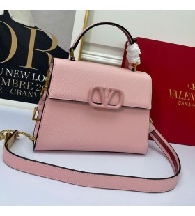 Valentino Small Vsling Handbag In Grainy Calfskin Pink