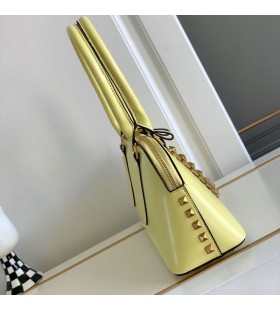 Valentino Rockstud E/W Duffle Bag In Calfskin Yellow