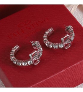 Valentino Mini VLogo Signature Earrings In Metal With Swarovski Crystals Silver