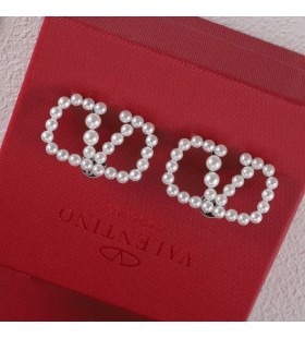 Valentino Mini VLogo Signature Stud Earrings In Resin Beads With Metal Silver