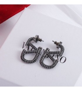 Valentino Mini VLogo Signature Earrings In Metal With Crystals Black