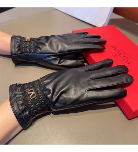 Valentino Gloves Women Sheepskin With Laces and Crystal VLogo Black