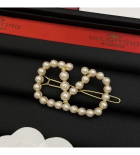 Valentino VLogo Signature Hair Clip In Resin Beads With Metal Gold
