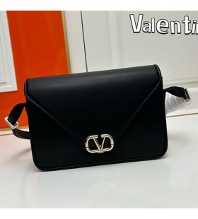 Valentino Small VLogo Flap Shoulder Bag In Calfskin Black