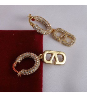 Valentino VLogo Signature Pin Pendant Earrings In Metal With Crystals Gold