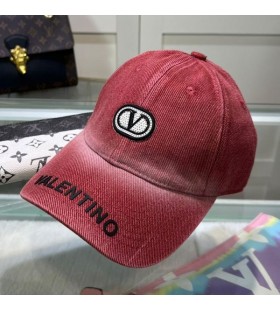 Valentino VLogo Signature Letter Baseball Cap In Cotton Red
