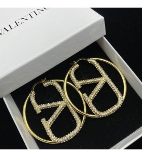 Valentino Grande VLogo Assinatura De Brincos Em Metal Com Cristais De Ouro