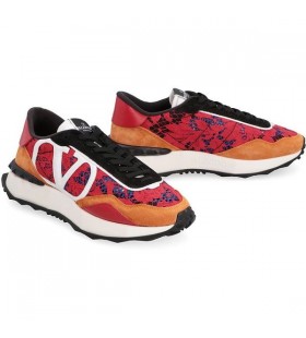 Valentino Lacerunner TÃªnis Com VLogo Unisex Renda e Malha Vermelha/Laranja