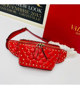 Valentino Kis Rockstud Spike Öv Táska Báránybőr Piros