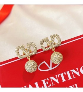 Valentino Mion VLogo Pendant Síniú Cluaise Miotail Le Liathróidí Criostail Óir