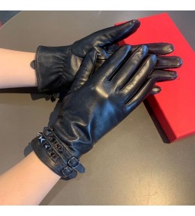 Valentino Rockstud Lámhainní Le Straps Adjustable Mban Sheepskin Dubh