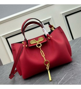 Valentino Beag VLogo Ã‰alÃº Tote I Calfskin Grained Dearg