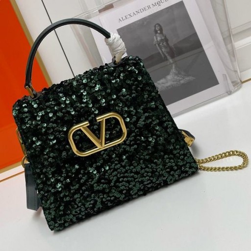 Valentino Piccolo Vsling Borsa Con Ricamo 3D In pelle di Vitello Verde