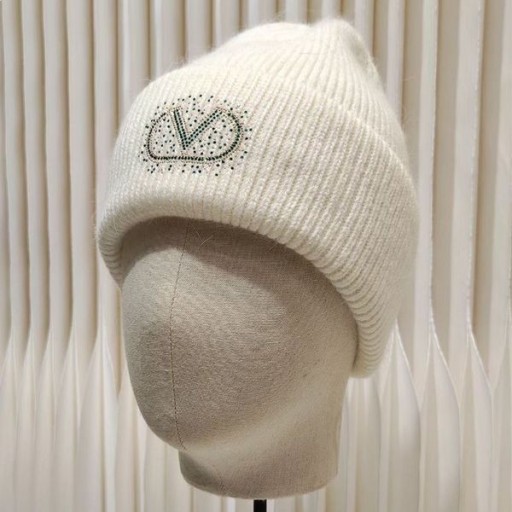 Valentino VLogo Firma A Maglia Cappello In Cotone Bianco