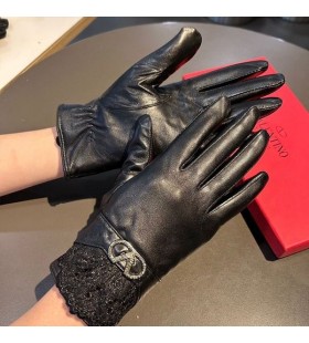 Valentino VLogo Firma Guanti Donna Pelle Di Pecora Con I Lacci Nero